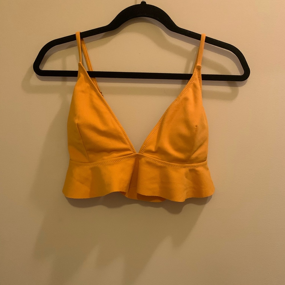 Yellow ruffle bikini top